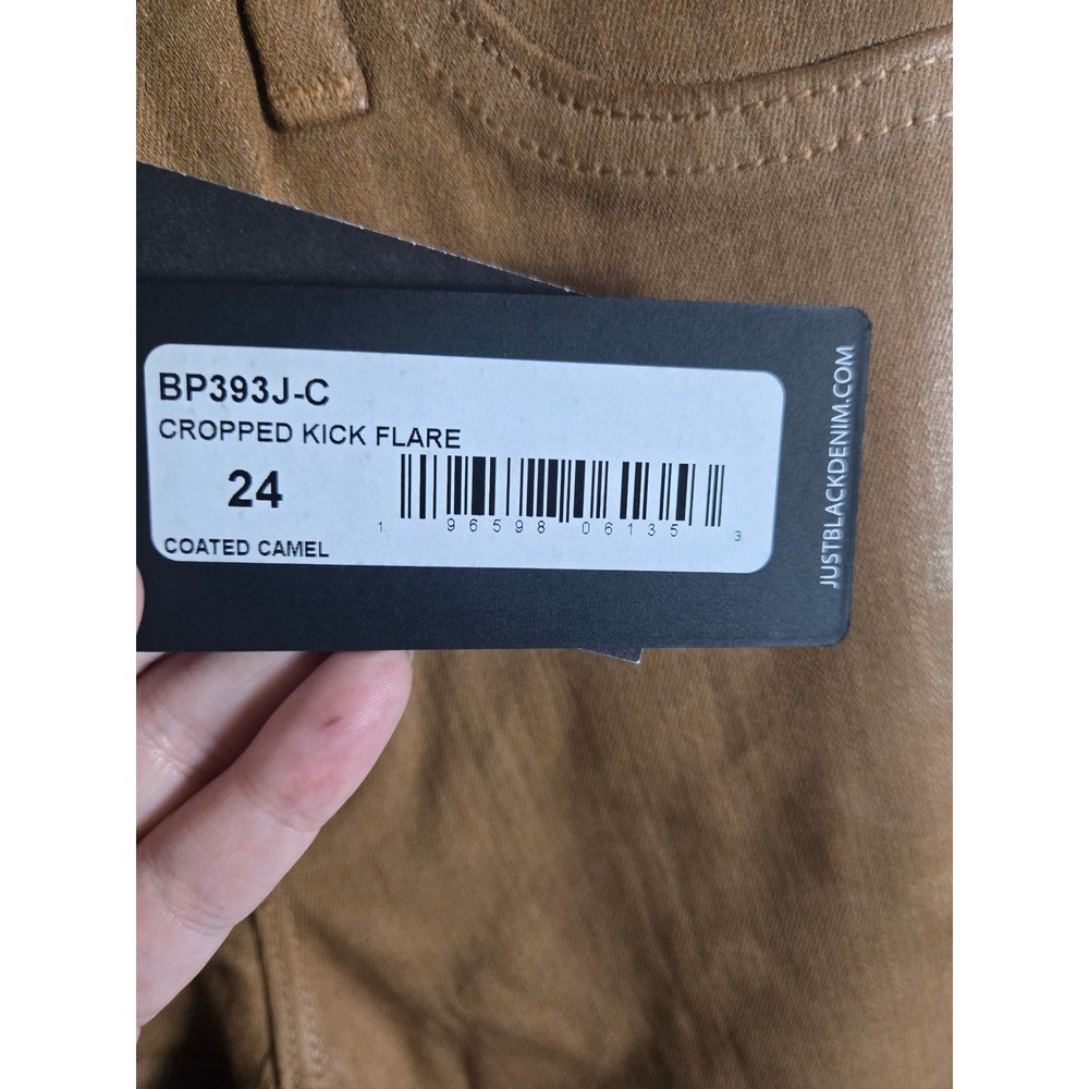Just Black Denim Coated Cropped Kick Flare Jeans Size 24 Camel Tan BP393J-C NWT - Picture 4 of 10